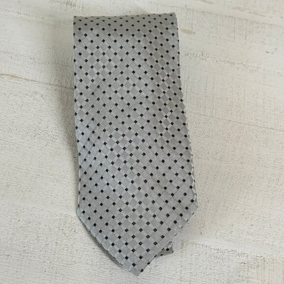 Giorgio Armani Silk Tie Gray Black Dot Pattern Made in Italy NWT - Picture 1 of 8
